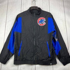 Chicago Cubs MLB Large‎ Fanatics Full Zip Windbreaker Jacket Black New Men